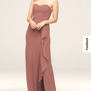 Pleated Strapless Bridesmaid Dress with Cascade